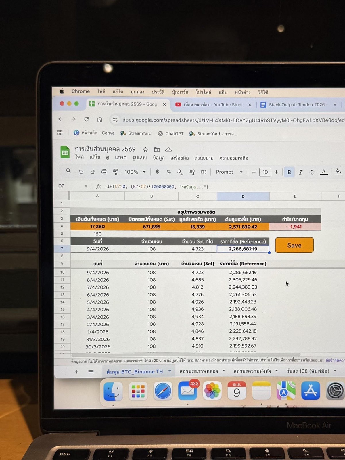 Bitcoin DCA sheet
